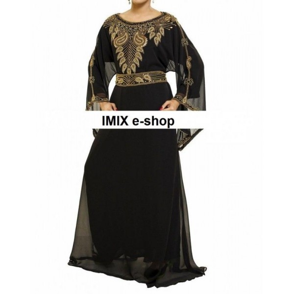 Orientální šaty Abaya černé s výšivkou