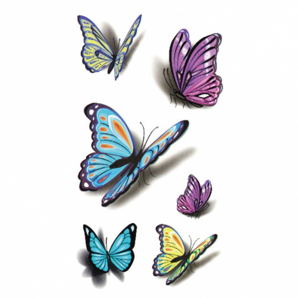 Nalepovací tetování barevní motýlci na menší kartě