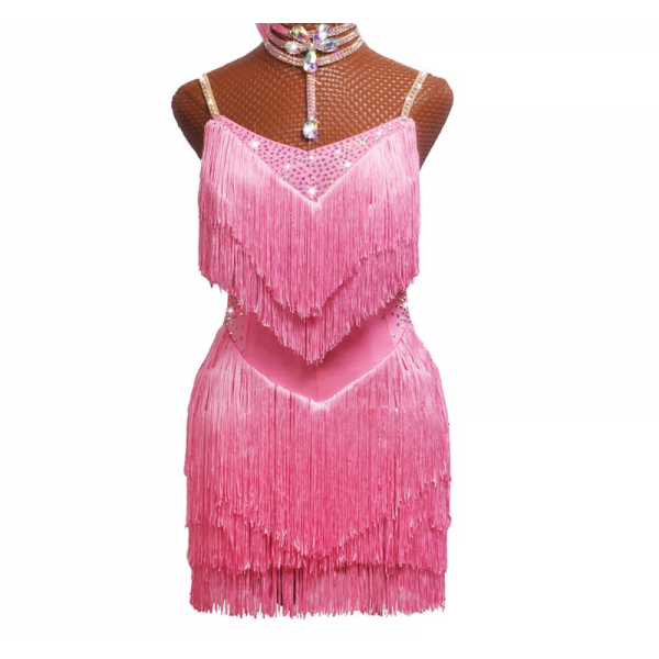 Profesionální latino šaty Valentina růžové - dívčí a dámské velikosti