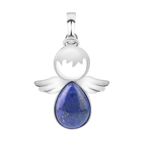 Anděl přívěšek z přírodního kamene Lapis Lazuli v kovovém pouzdře