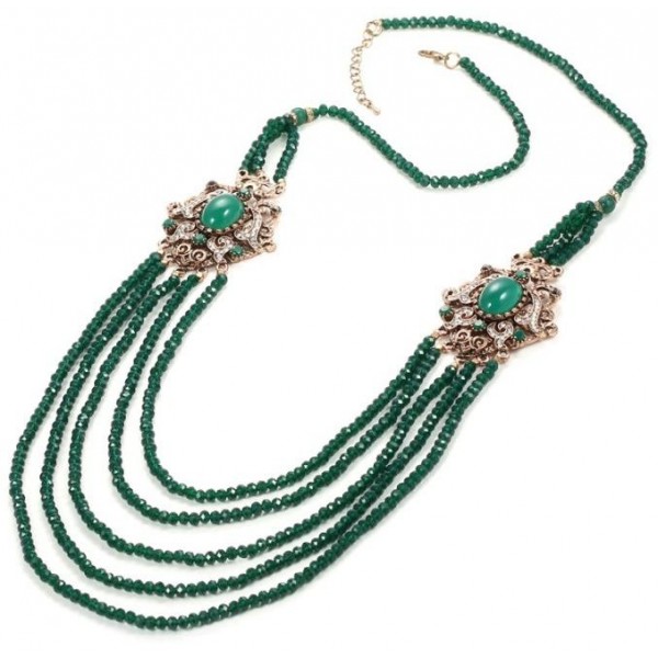 Luxusní velký Asira náhrdelník z křišťálu Zelený