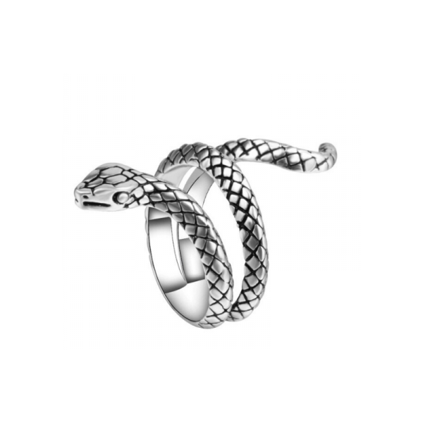 Kovový prsten zatočený had